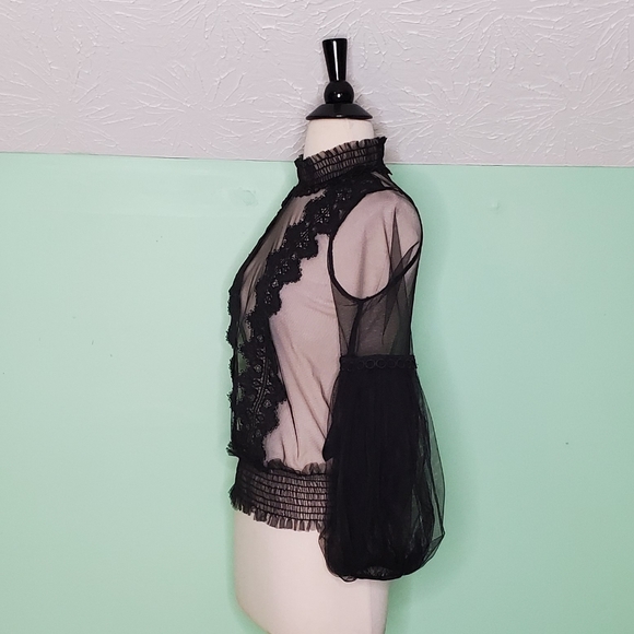 Allison New York Illusion Black Sheer Blouse - Picture 7 of 8